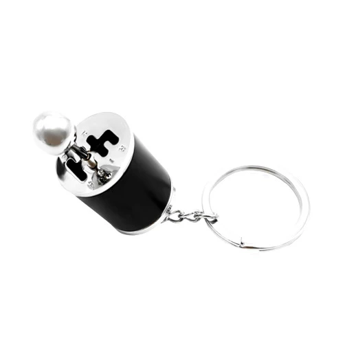 Kewucn Car Shifter Gear Keychain, Creative 6 Speed Manual Transmission Shift Lever Keyring, Auto Gearbox Shifter Key Chain (Black)