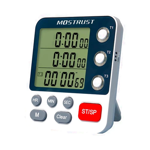 MOSTRUST Digital Dual Kitchen Timer, 3 Channels Count UP/Down Timer, Cooking Timer, Large Display Triple Timer, Loud Volume Alarm and Flashing Light with Magnetic Back, Stand, Battery Included (M318)