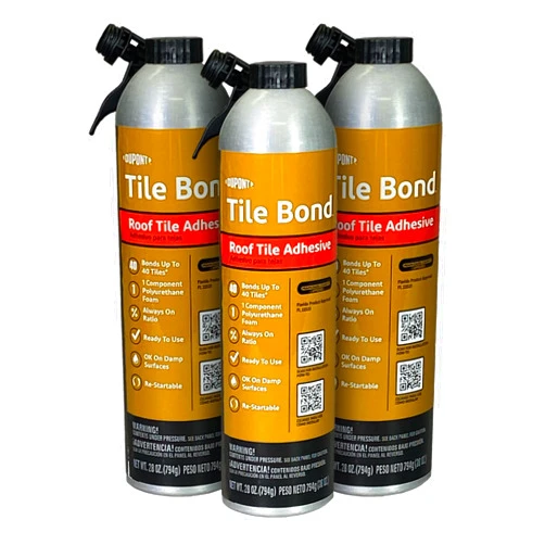 TILE BOND Roof Tile Adhesive - 28 oz Can with Reusable Straw, Pack of 3. Moisture Cured, Polyurethane, One Component, Minimal Expanding Foam Adhesive for Clay and Roof Tiles