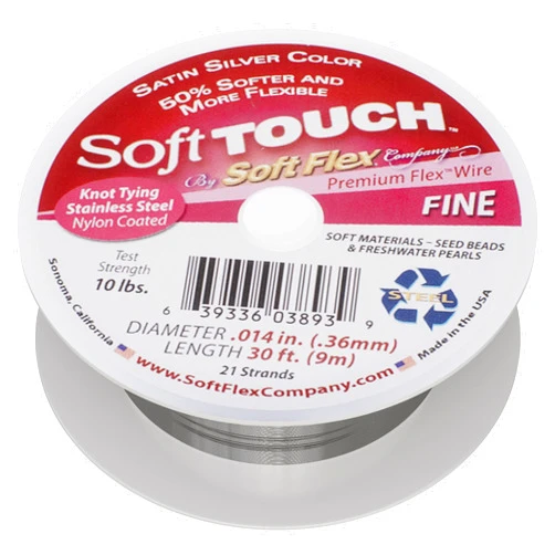 Soft Flex 21 Strand Stringing Wire - Flexible Braided - Fine 0.14 Diameter - Jewelry Making Bead Wire - Satin Silver