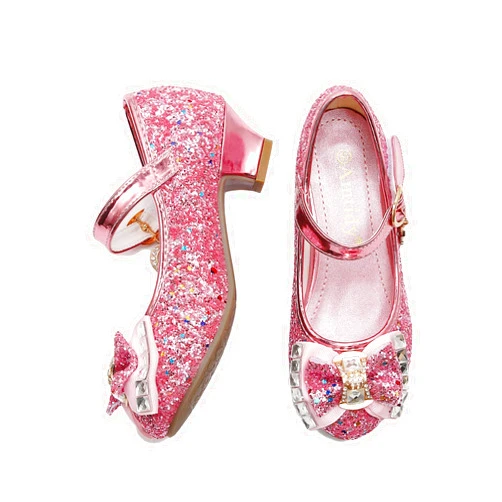 Amtidy Girls Dress Shoes Mary Jane Wedding Party Shoes Glitter Bridesmaids Princess Heels