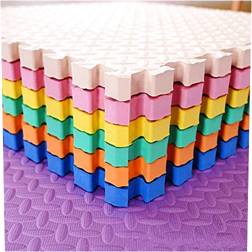 Meideli 9Pcs Baby Play Mat Foam Play Mat Baby Floor Mat Interlock Play Puzzle Mat Baby Crawling Rug Floor Carpet for Children Room (Red+Yellow+Blue}+Green)