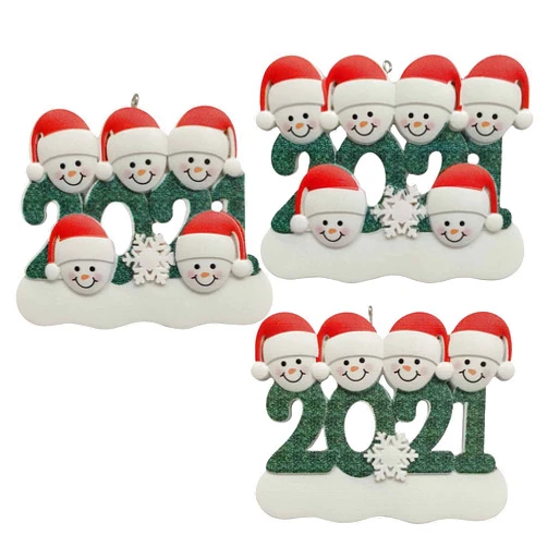 Qihangdian Personalized Snowman Family 2022 Christmas Hanging Ornament Christmas Tree Decorations Cute Snowman Family of 2, 3, 4, 5 & 6 Holiday Winter Gift Personalized by Santa Durable Family Ornamen