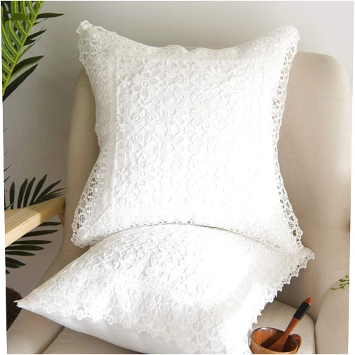 Lemfux 18x18 Pillow Covers Set of 2 Throw Pillow Covers Cases for Couch, Sofa Lace Ruffles Pillow Cover Sham Cushion Cover Square Decorative Modern Pillow Covers for Couch
