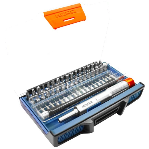 KORR Tools KIBPP029 58pc Precision Bit Set PH, Pozi, SQ, Security Torx, Security Hex, Shrader Valve and More