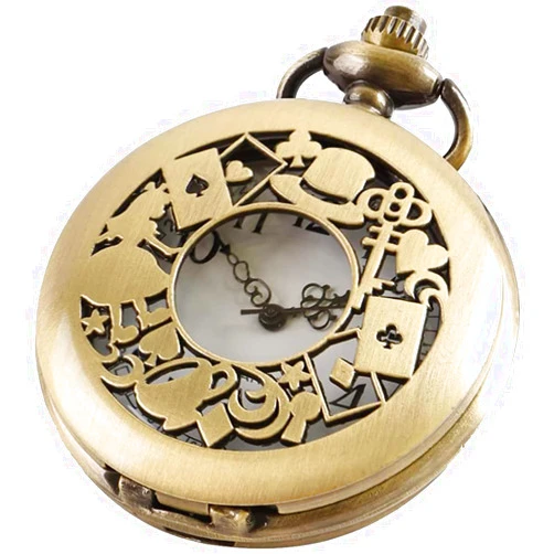 Tiong Nostalgia Movie Theme Design Alloy Quartz Pocket Watch with Chain Necklace Pendant & Gift Box