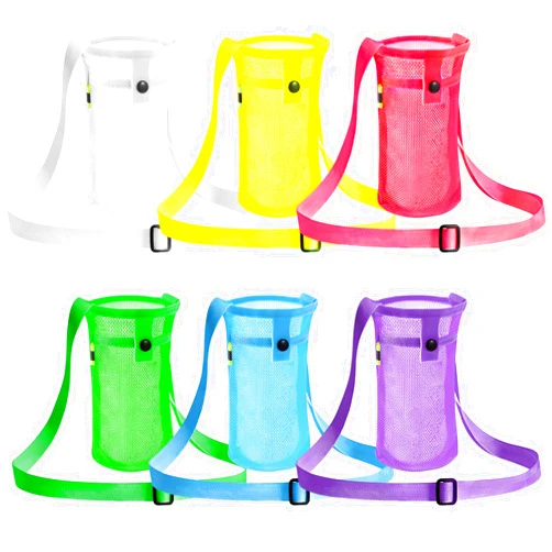 Tessco for you 6 Pcs Mesh Water Bottle Holder with Strap and Sling Carrier Bag and Sleeve with Adjustable Shoulder Strap Pocket for Sports, Hiking, Camping