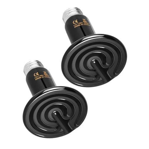 Simple Deluxe 150W Ceramic Heat Emitter Reptile Heat Lamp Bulb No Light Emitting Brooder Coop Heater for Amphibian Pet & Incubating Chicken, 2 Pack