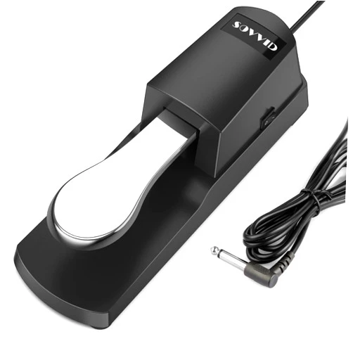 Sovvid Sustain Pedal for Keyboard, Sovvid Piano Foot Pedal with Polarity Switch for Electronic Keyboards, MIDI Keyboards, Digital Pianos, Yamaha, Roland, Korg, Behringer, Moog and More, 1/4'' Input Plug