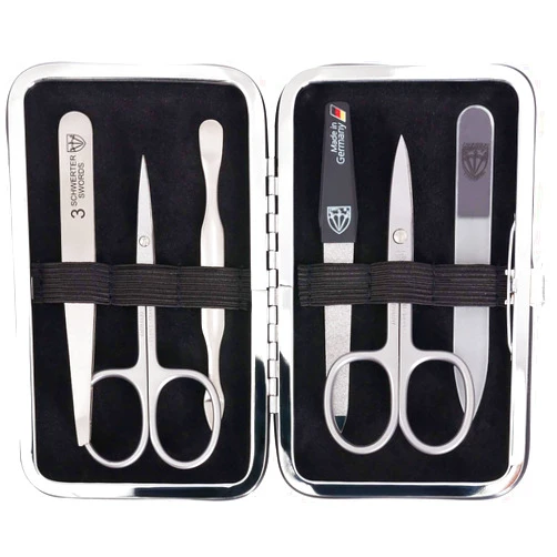 3 Swords Germany - brand quality 6 piece manicure pedicure kit set - stainless steel nail care tools - Made in Solingen Germany (500)