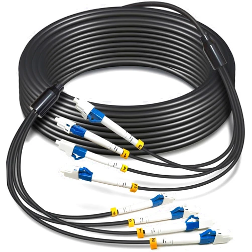 YUTIANHOME 30 Meters 4 Core Industrial TPU LC to LC Outdoor Armored Fiber Optic Cable, 4 Strands OS2 Single Mode Fiber Patch Cable with LC Connectors, 9/125um, OD-5mm, Direct Burial LC-LC