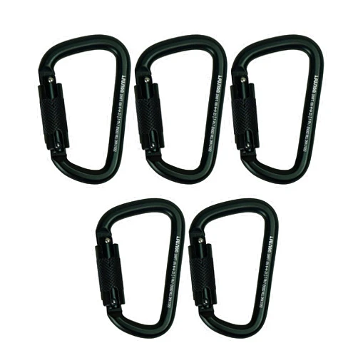 Fusion Climb Auto Locking Carabiner 25KN (5-Pack) - Fusion Climb® Swift - Professional Rock Climbing Carabiner - Heavy Duty Steel Auto Locking Carabiner for Climbing, Rappelling, D Shaped - UIAA ANSI Compliant
