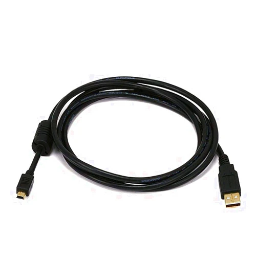 Monoprice 3-Feet USB 2.0 A Male to Mini-B 5pin Male 28/24AWG Cable with Ferrite Core (Gold Plated) (105447),Black