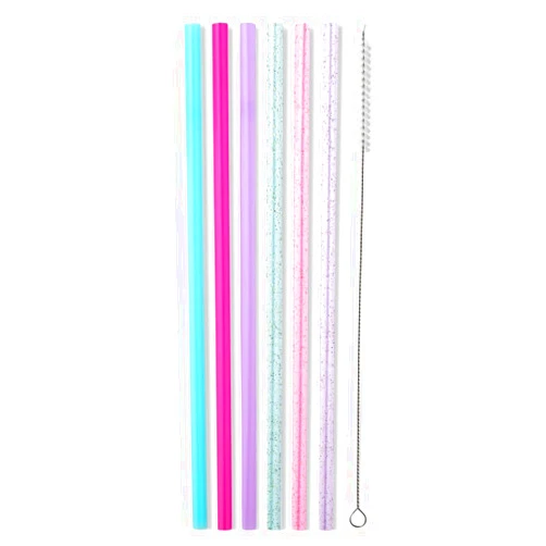 Swig Life Reusable Straws Cloud Nine Glitter Tall Straw Set & Cleaning Brush, Each Straw is 10.25 inch Long (Fits Swig Life 20oz Tumblers, 22oz Tumblers, and 32oz Tumblers)