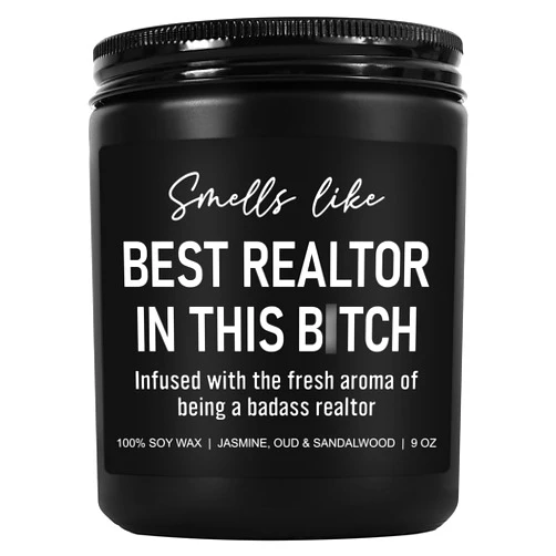 Younift Funny Scented Candle, Realtor Gifts for Women, Men - Christmas, Closing Gifts for Realtors, Real Estate Agent Supplies - Thank You Presents for Best Realtor, Salesperson, Broker - 9 oz