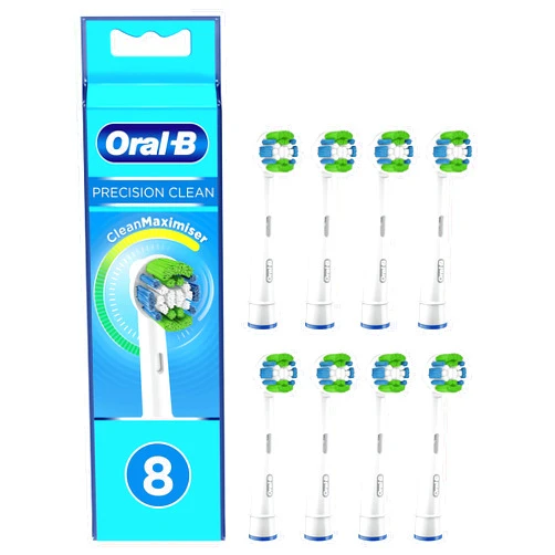 Oral-B Precision Clean Replacement Brush Heads, CleanMaximiser Bristles, Pack of 8