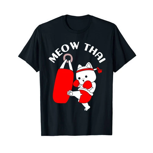 Muay Thai Coach Gifts For Muay Thai Fighters Muay Thai Cat Meow Thai T-Shirt