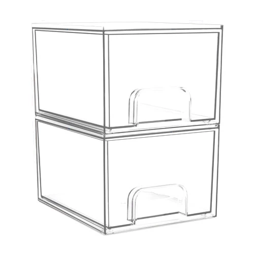Vtopmart 2 Pack Clear Stackable Storage Drawers, 4.4'' Tall Acrylic Bathroom Makeup Organizer,Plastic Storage Bins For Vanity, Undersink, Kitchen Cabinets, Pantry, Home Organization
