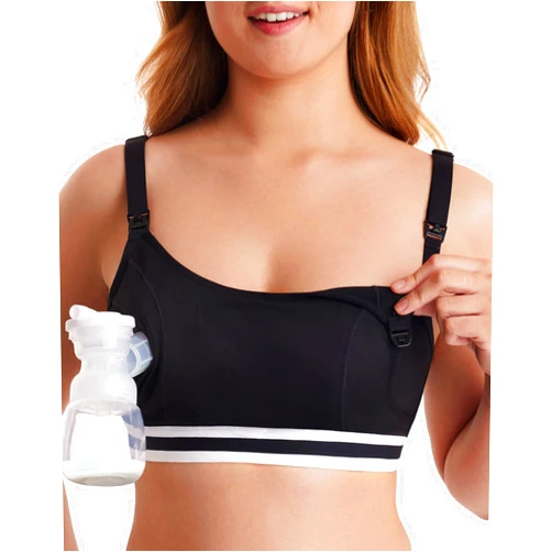 Momcozy Pumping Bra Hands Free, Upgraded Breast Pump Bra with Widened Band, Pumping Nursing Bra in One, Adjustable Straps