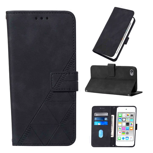 LEMAXELERS Wallet Case for iPod Touch 5, iPod Touch 7 Case with Magnetic PU Leather Flip Case with Card Holders Kickstand Case Shockproof Protection Case for iPod Touch 5 / Touch 6 Black YB2