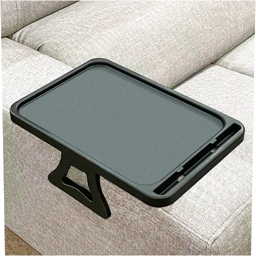 Xchouxer Sofa Armrest Clip Table, TV Snack Tray, Handy Remote Controls/Drinks/Phone Holder (Black)