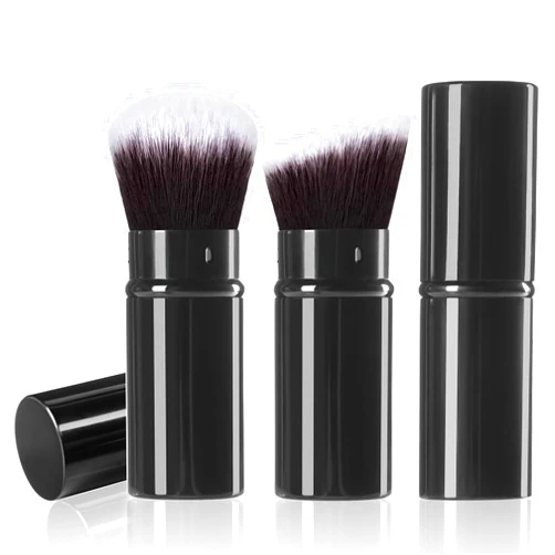 Keriloo Makeup Brush 2 Pack, Retractable Travel Kabuki Powder Makeup Brush, Foundation Face Blush Brushes for Blending Liquid, Blush, Bronzer, Buffing, Sunscreen,Flawless Cosmetics