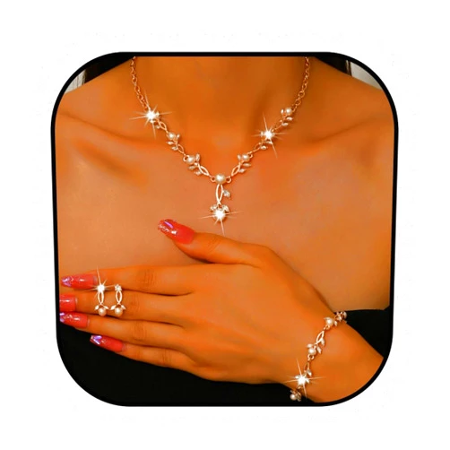 Unicra Pearl Jewelry Set Gold Prom Formal Necklace Earrings Bracelet Sets Rhinestone Bridal Wedding Jewelry Sets for Women and Brides