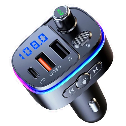 Generic Bluetooth 5.0 Car FM Transmitter, Quick Charge QC3.0 + PD, Handsfree Call, Bluetooth FM Transmitter, HiFi Stereo Music, USB Disk Plug & Play,car mp3 Adapter Dual Fast Charger