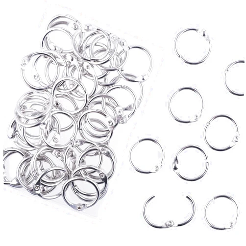 AKONEGE 0.75 Inch Loose Leaf Binder Rings, (50 Pack) Small Office Book Rings, Nickel Plated Steel Binder Rings, Keychain Key Rings, Metal Book Rings, Index Card Rings Silver, for School, Home, Office