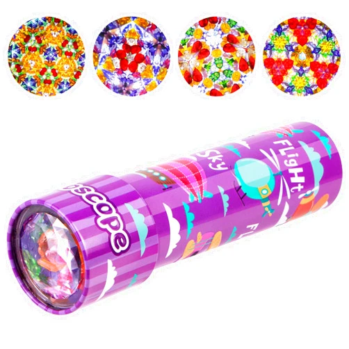 LUCKJOY Classic Tin Kaleidoscope, Kaleidoscope for Kids, Kaleidoscope Toy with Metal Body, Retro Toys Educational Toys Purple Kaleidoscope with 3D Pattern, Birthday Party Gift for Boys and Girls (Sky+ Plane)