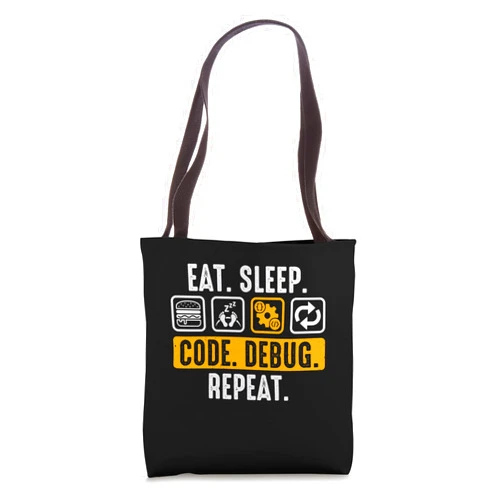 Funny Software Developer Retro Vintage Designs Co. Eat Sleep Code Debug Repeat - Funny Software Developer Tote Bag