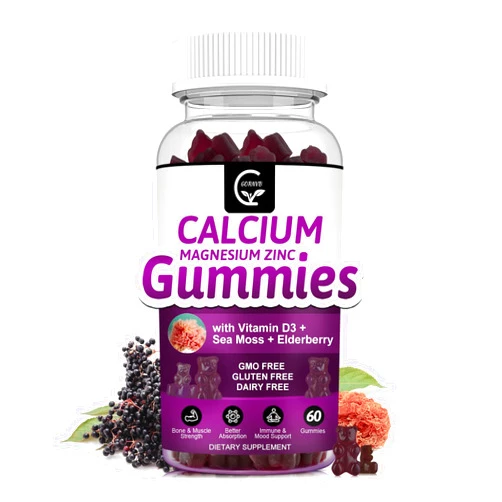 GORNVB Calcium Magnesium Zinc Gummies with High Absorption Magnesium, Potassium, D3 - for Bone, Muscles, Immune & Sleep Support, Vegan