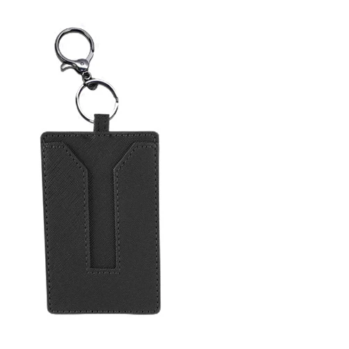 CHRYMUM Car Key Clip, Leather Case and Key Chain Metal Accessories, Car Key Card Protector Cover for Model 3 and Model Y (Black)