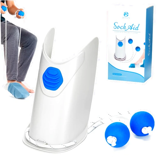 DOTCUTY Sock Aid - Socks Helper with Adjustable Cords, Easy on Sock Aid Tool with Ergonomic Soft Foam Round Handles for Elderly, Disabled, Pregnant, Diabetics-Sock Helper Aide Tool