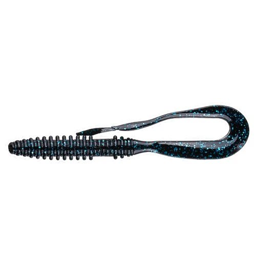 Keitech Mad Wag Slim Soft Plastic U-Tail Worm - Black Blue Flake, 6 inch