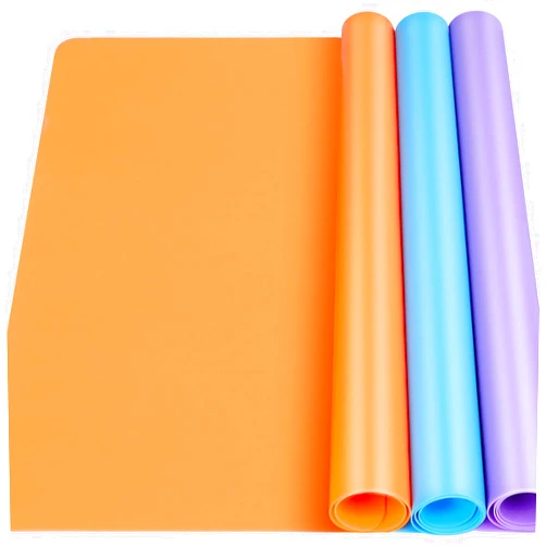 LEOBRO Silicone Mat for Resin Molds, 3 PCS Silicone Mats for Epoxy Resin, UV Resin, Play Dough Mat, Nonstick Silicone Sheets for DIY Crafts, Resin Silicone Molds, Orange & Purple & Blue,15.7”x 11.7”