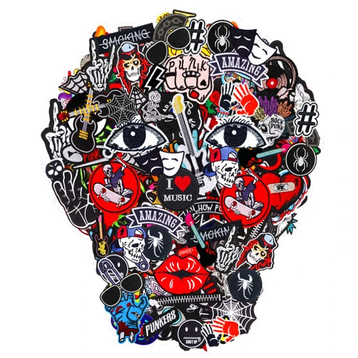 Meneng Embroidered Patches Iron-on Appliques: 30pcs Assorted Cool Punk Embroidery Sew-on Patch for Jackets Clothing