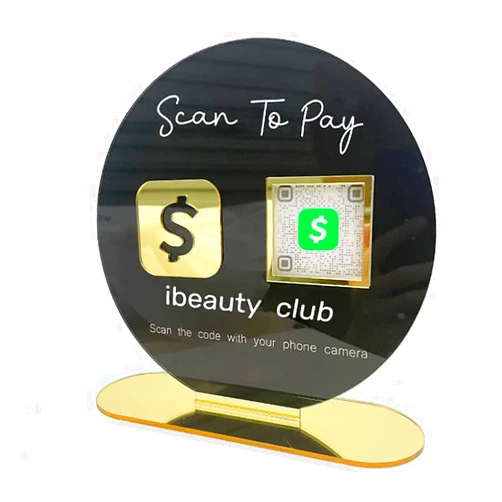 Rainsar Facebook Instgram Etsy QR Code Sign for Social Media| Scan to Pay Venmo Paypal Cash App QR Code Sign|Round Multi QR Code Plaque for Businss| Follow Us on Social Media Sign
