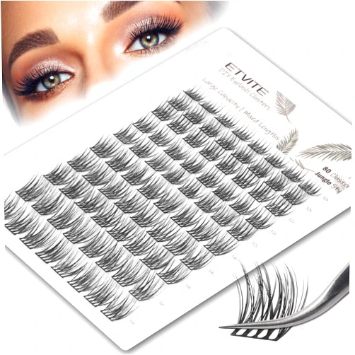 ETVITE Lash Clusters 80 PCS Cluster Lashes C Curl Cluster Eyelash Extensions Wide Band Individual Lashes Mixed Size Home False Eyelashes Wispy Soft Natural Look Volume Eyelash Clusters（WH）