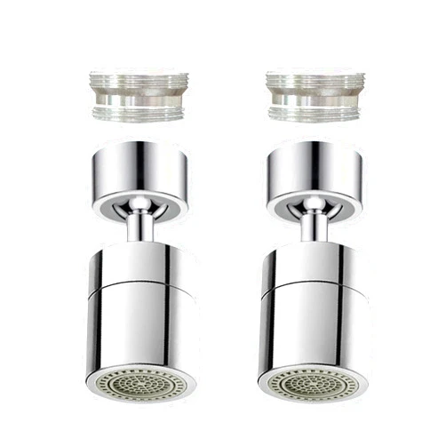 RQJLZ 2 Pcs Faucet Aerator, 360° Swivel Kitchen Sink Faucet Aerator, Big Angle Twist, Dual-function 2-Flow Sprayer Faucet Head, Sink Sprayer Attachement, Faucet Replacement Part 55/64'', Chrome