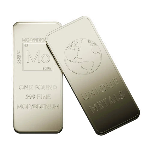 Unique Metals 1 Pound Molybdenum Bar Paperweight Bullion with Element Design .999 Pure Molybdenum | Made in USA by Unique Metals