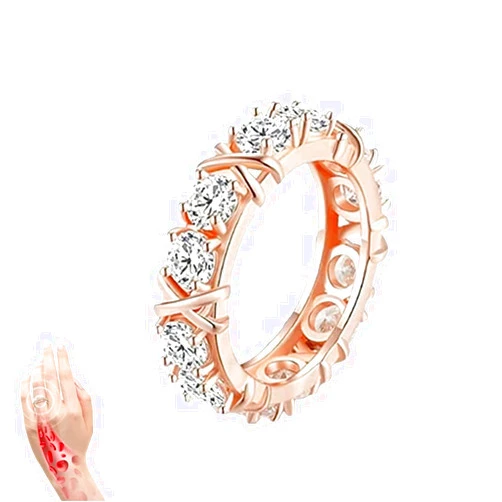 SAINR 2023 New Zircon Shaping Cross Full Moissanite Diamond Ring, Sterling Silver X Criss Cross Ring, Unclog Lymph Nodes Ring, Engagement Wedding Bands Anniversary Rings Gifts (Rose Gold,6)