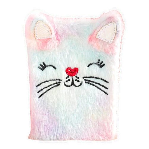 KSHSAA Girls Notebook Cartoon Cat Shape Plush Notebook Plush Cat Journal Notebook Cat Diary for Girls, Hardcover Notebook for Writing, for Friends Teacher