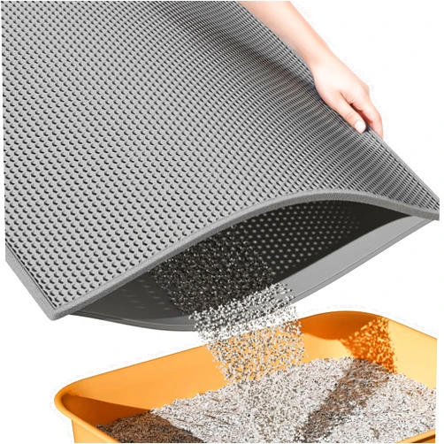 ESTHELLO Cat Litter Mat, Cat Litter Trapping Mat, Honeycomb Double Layer Design, Easy to Clean,Washable (24’’ x 15’’ Gray