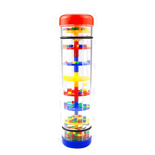 Musfunny Rainmaker Baby Rain Stick Toys for Kids: 8 inch Rainstick Sensory Rattle Toys for Babies,Shaker Rainfall Tubes Musical Instrument -Red