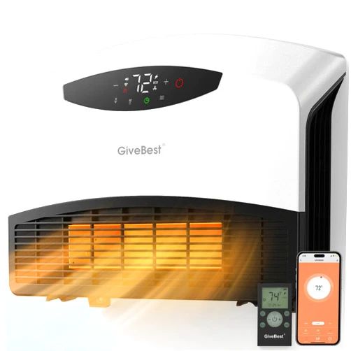 GiveBest Electric Wall Heater with WiFi and Remote Control, Floor or Wall Mounted Heater, Large Room Coverage, 3 Heating Modes, 1500W Fast Heating Space with Thermostat for Indoor Room Use