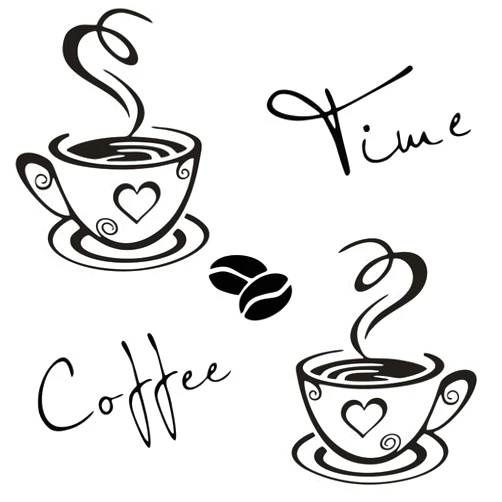 Lnrkai CUNYA 2 Sets Kitchen Wall Decor Stickers, Cups Coffee Time Quotes Decals with Beans Mural, Peel and Stick Wallpaper, DIY Removable Wall Art Decals Mural Posters Home Decor