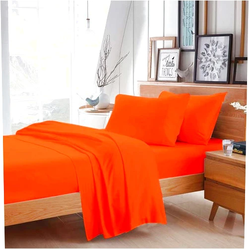 Paradise Cotton Hub King Size Pillow Case Egyptian Cotton Hotel Luxury Soft 400 Thread Count Pillow Cover Set of 2 (Solid, Orange)