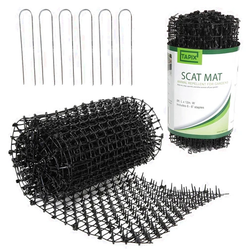 Tapix Cat Scat Mat with Spikes Digging Stopper (8 ft.) Anti-cat Network Cat Strips, Cat Deterrent Mat for Indoor and Outdoor with 6 Staples