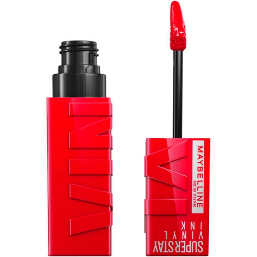 Maybelline Super Stay Vinyl Ink Longwear No-Budge Liquid Lipcolor Makeup, Highly Pigmented Color and Instant Shine, Wicked, Cool Red Lipstick, 0.14 fl oz, 1 Count